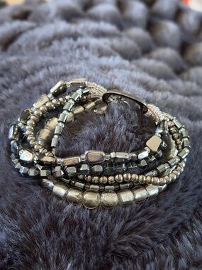 Silpada Silver-Tone Multi Strand Beaded Wrap Bracelet